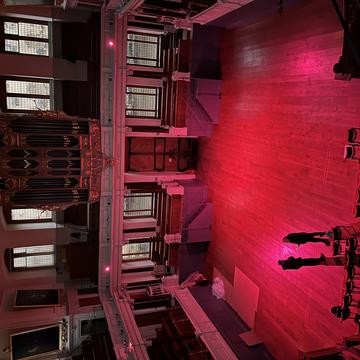 Red lighting shining in the auditorium